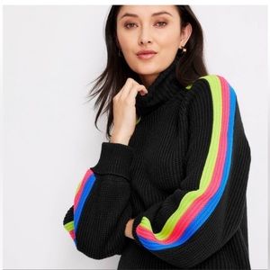 Future Collective Kahlana Barfield Brown Neon Strip Black Turtleneck Sweater